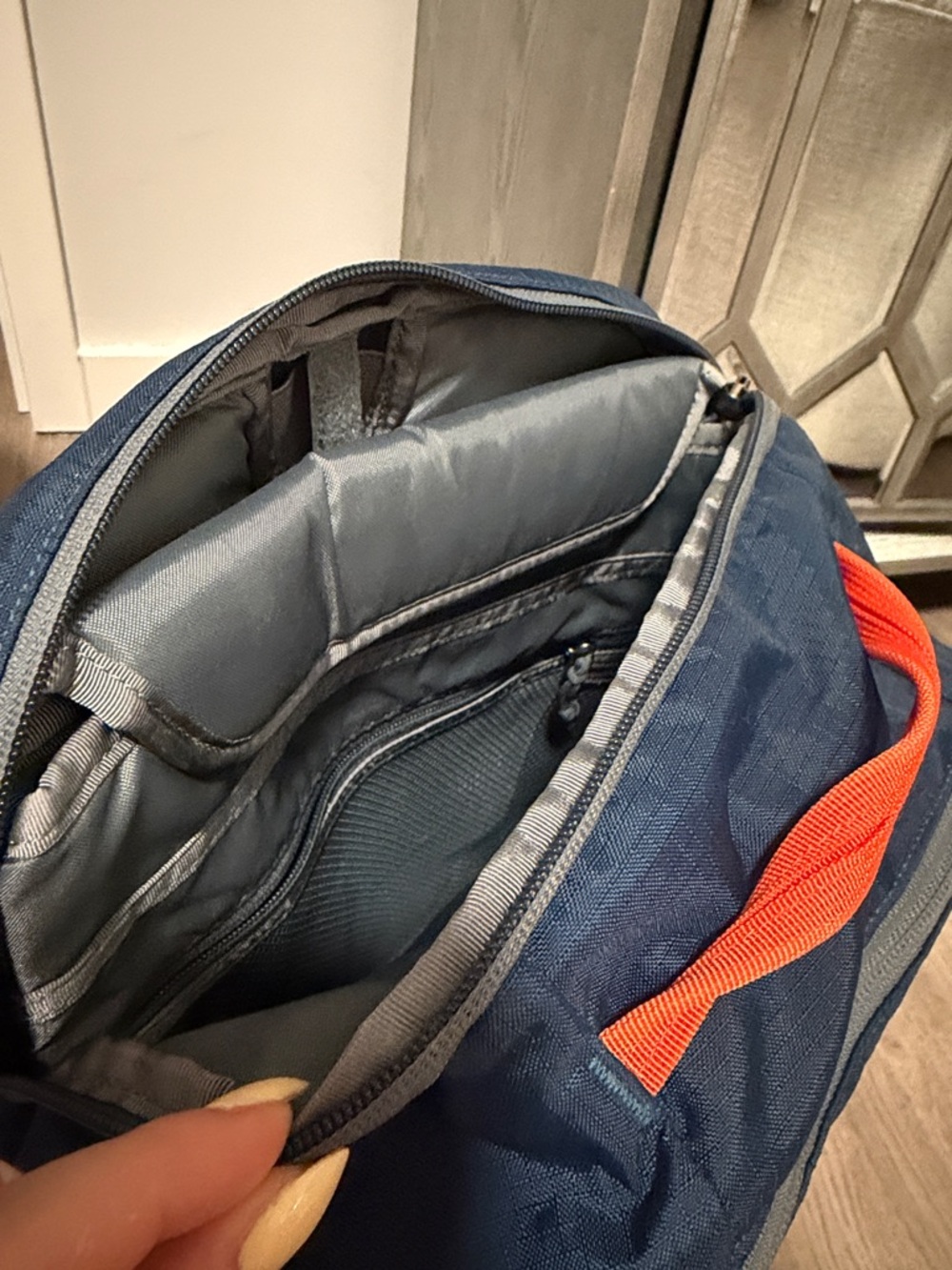 Patagonia Navy and Orange Kids Backpack with Gray Accents - Picture 2 of 4
